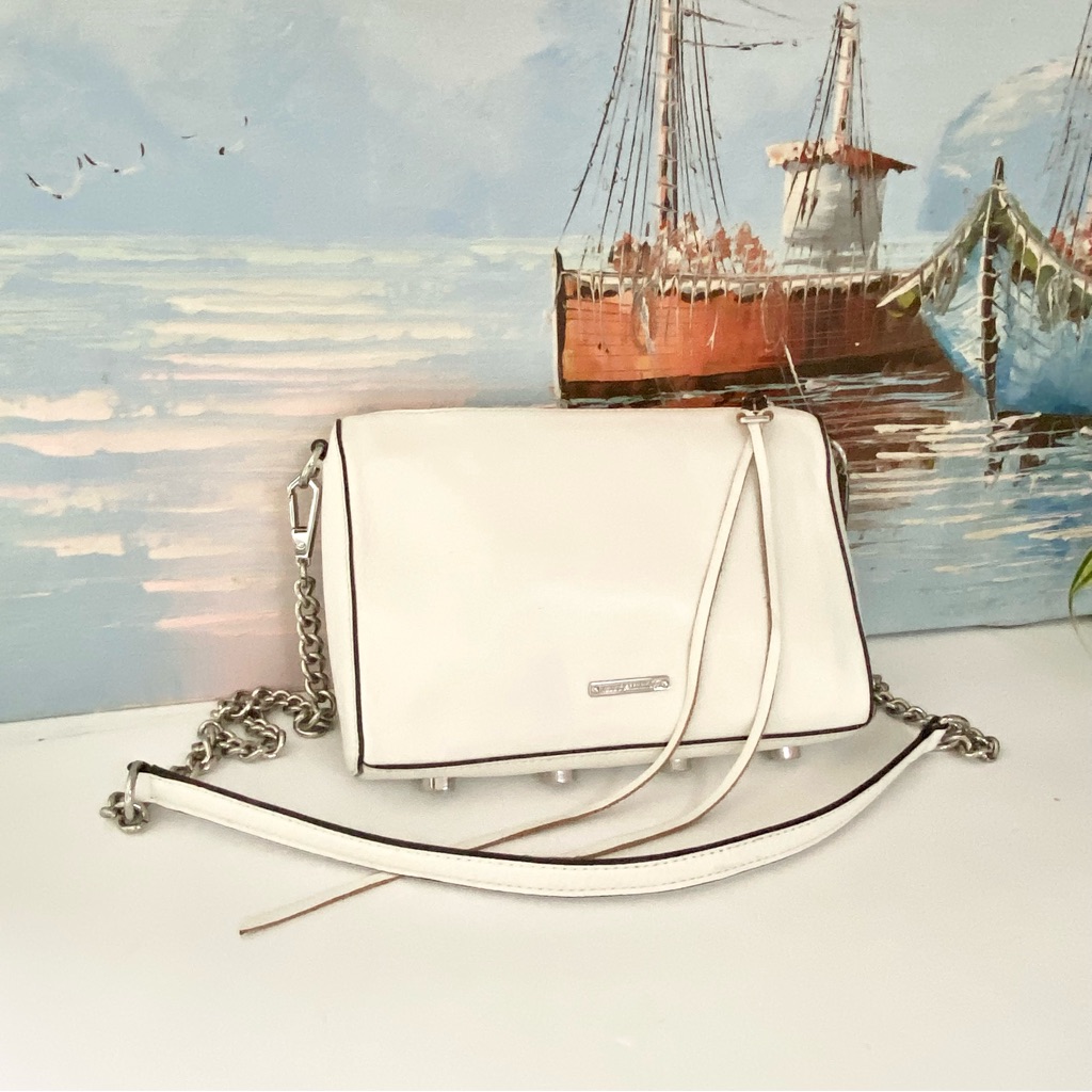 White Crossbody Shoulder Bag By Unknown Brand